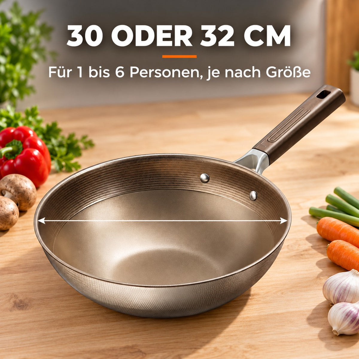 Le Chokai – Titan Wok, 30 ODER 32 CM: Für 1 bis 6 Personen, je nach Größe