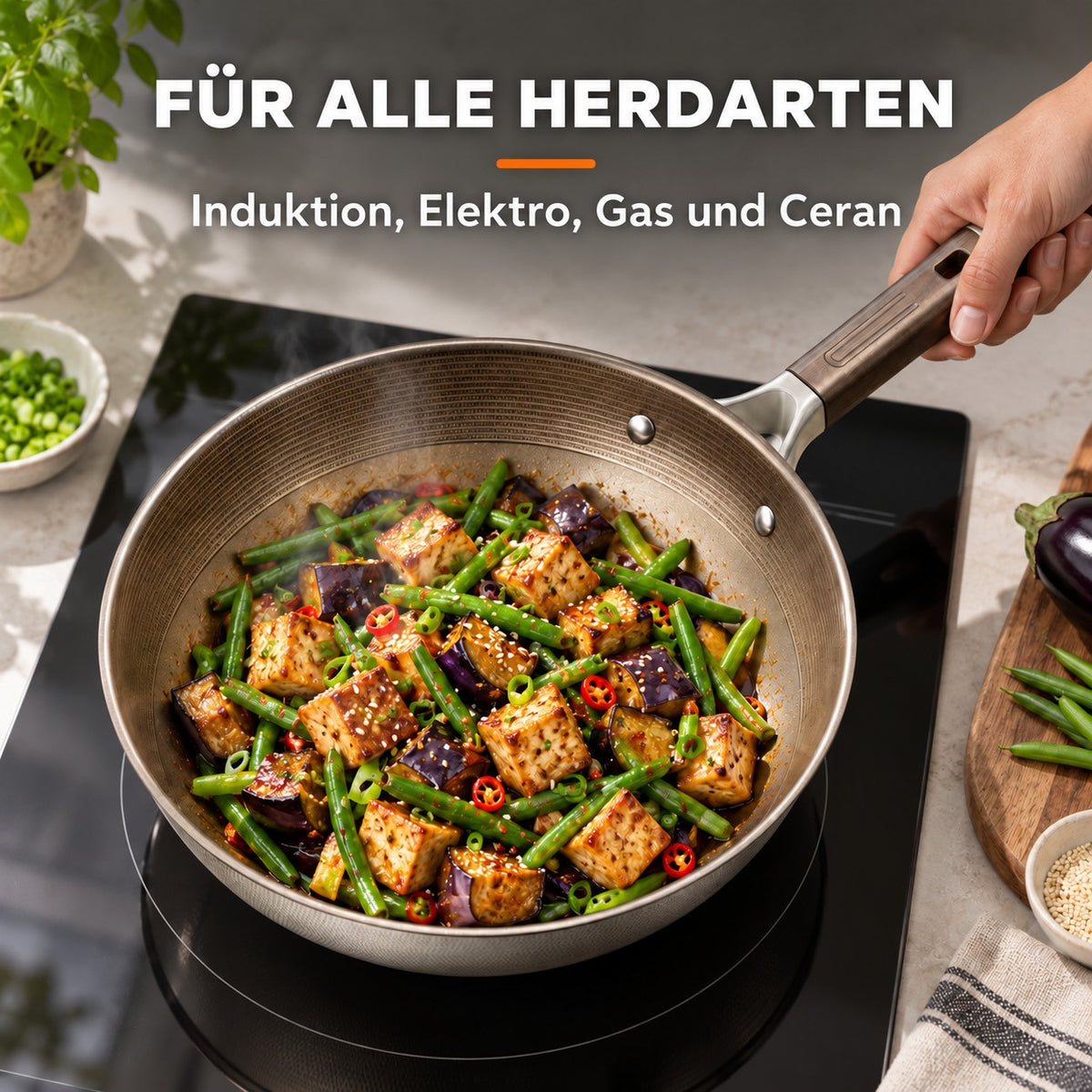 Le Chokai – Titan Wok, FÜR ALLE HERDARTEN: Induktion, Elektro, Gas und Ceran