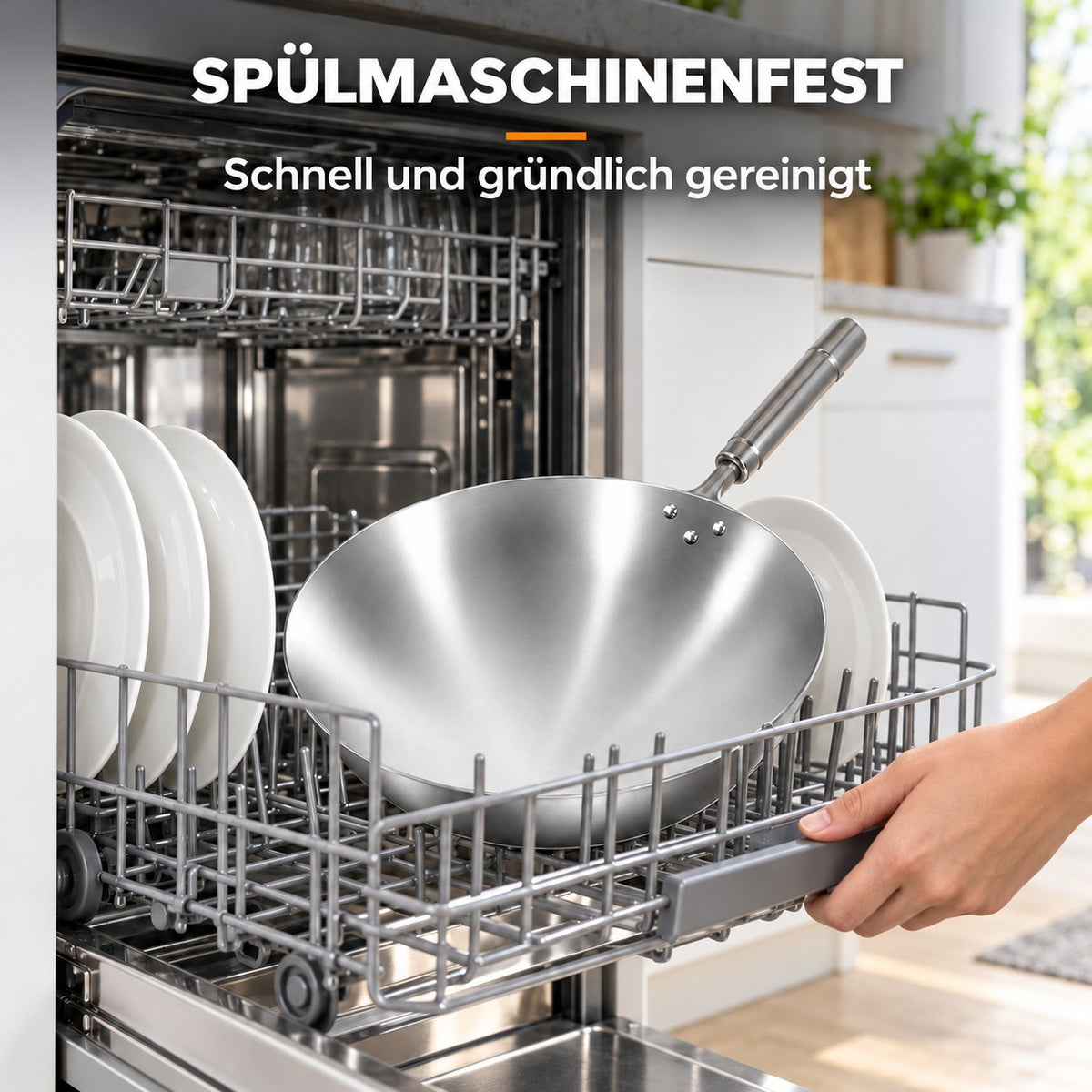 Le Pankaji – Traditioneller Edelstahl-Wok, SPÜLMASCHINENFEST: Schnell und gründlich gereinigt