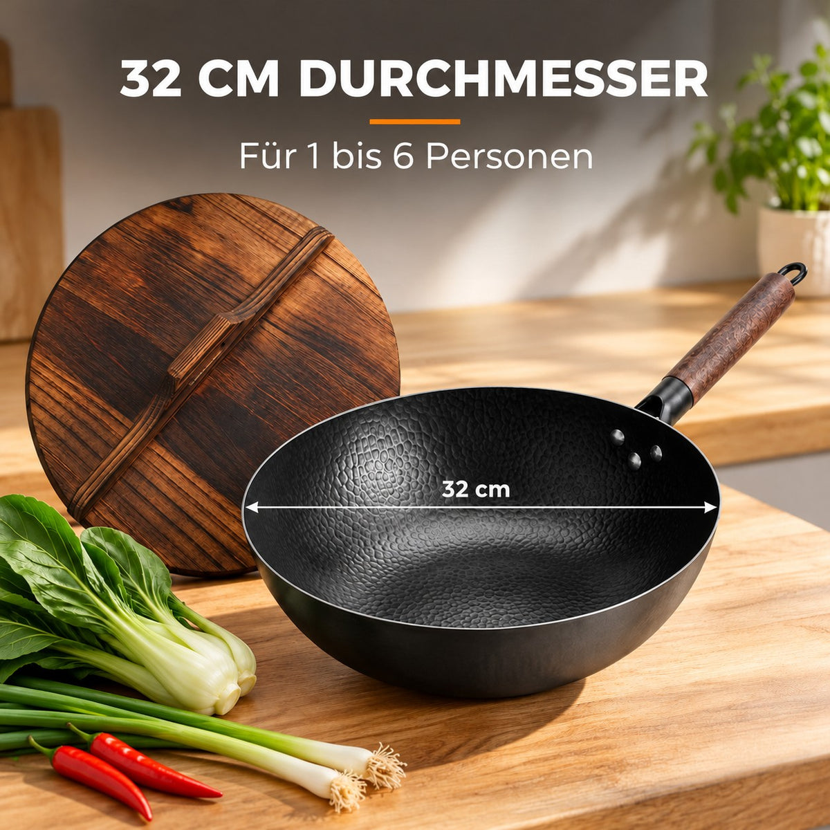 Le Zao – Traditioneller Wok, 32 CM DURCHMESSER: Für 1 bis 6 Personen