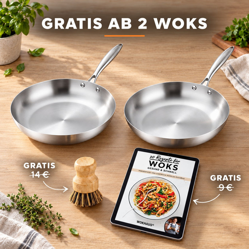 Le Shari – Wok 28 Cm, GRATIS AB 2 WOKS: Bambusbürste (14 €), Rezeptbuch (9 €)