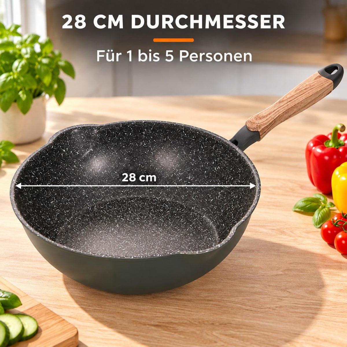 Le Tsurugi – Wok 28 Keramikbeschichtet, 28 CM DURCHMESSER: Für 1 bis 5 Personen