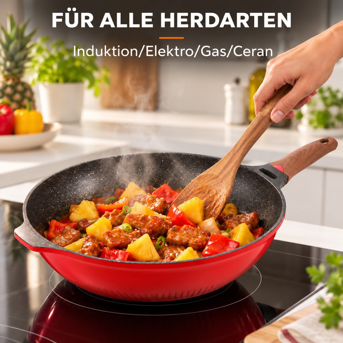 Le Murano – Wok 32 Cm Beschichtet, FÜR ALLE HERDARTEN: Induktion/Elektro/Gas/Ceran