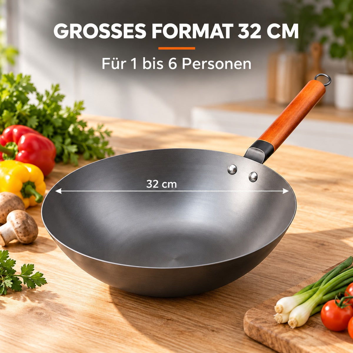 Le Oniri – Wok 32 Cm, GROSSES FORMAT 32 CM: Für 1 bis 6 Personen