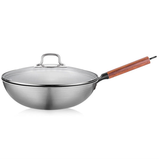 Le Homika Edelstahl-Wok Pro in glänzender Vorderansicht für moderne Küchen