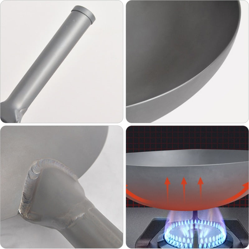 Le Sanji chinesischer Titan-Wok 32 cm mit Detail der Titanbeschichtung