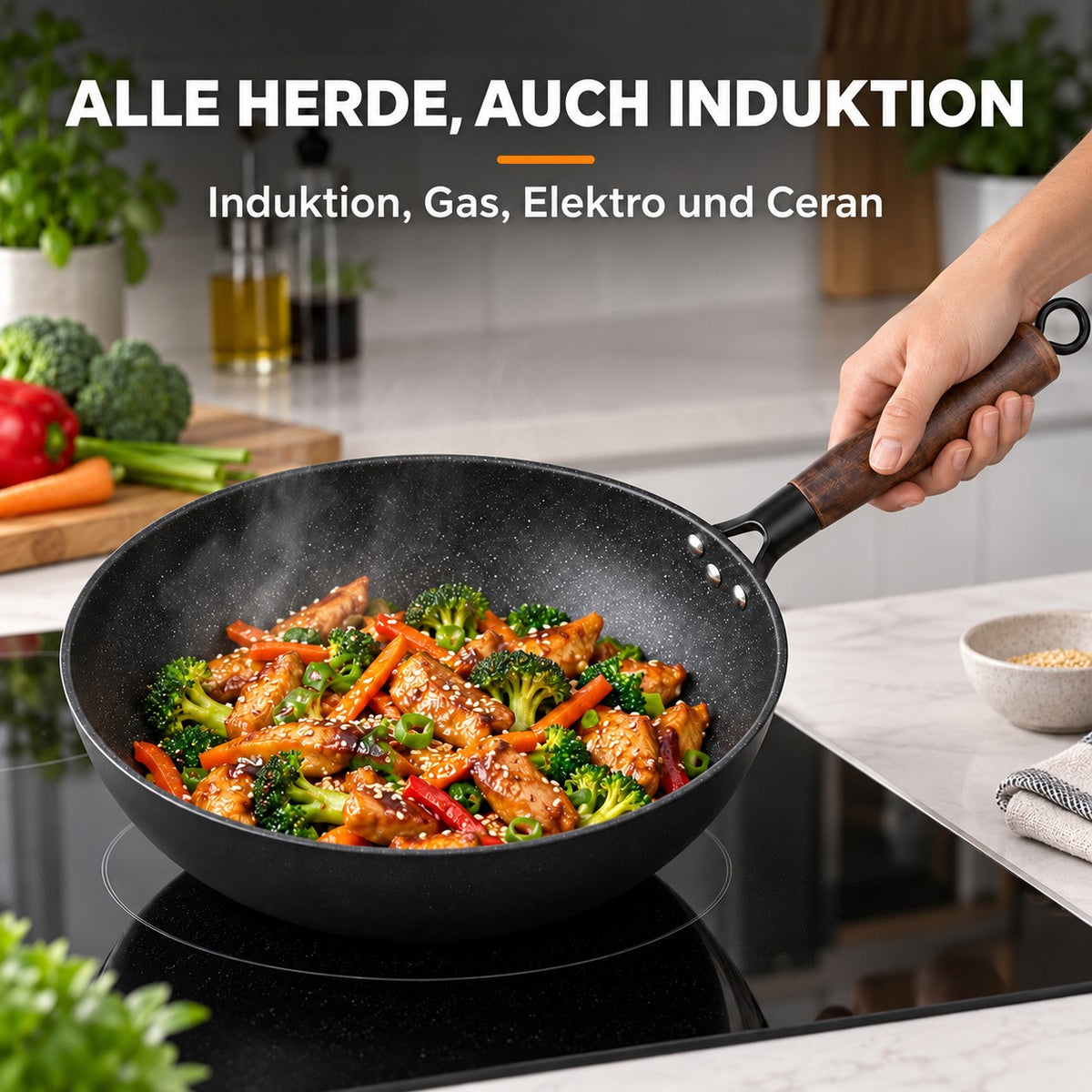 Le Kosanji – Wok für Elektroherd, ALLE HERDE, AUCH INDUKTION: Induktion, Gas, Elektro und Ceran