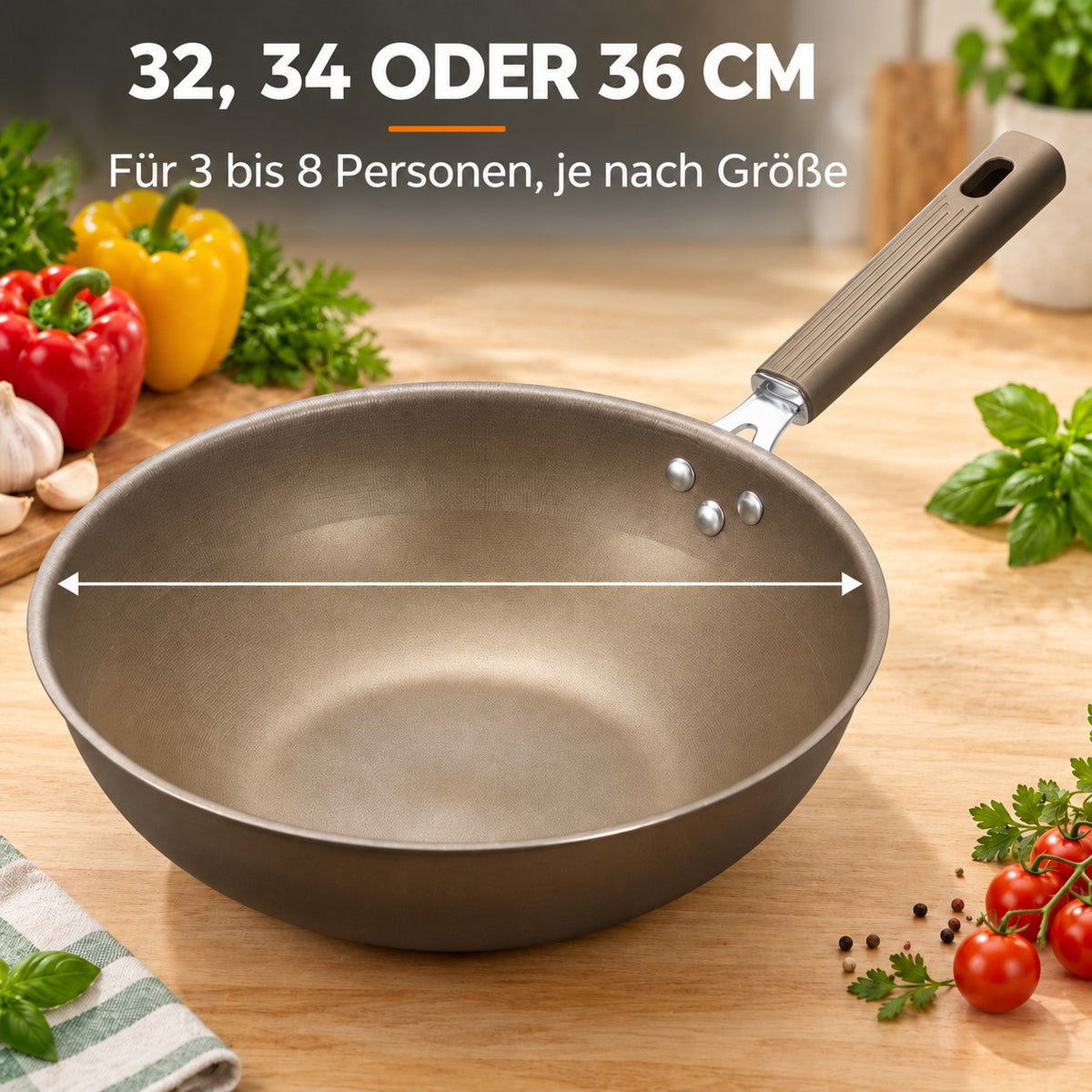 Le Hakkoda – Wok, 32, 34 ODER 36 CM: Für 3 bis 8 Personen, je nach Größe