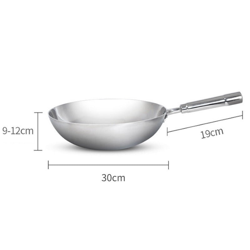 Le Pankaji Edelstahl-Wok seitlich mit glänzender Materialoberfläche