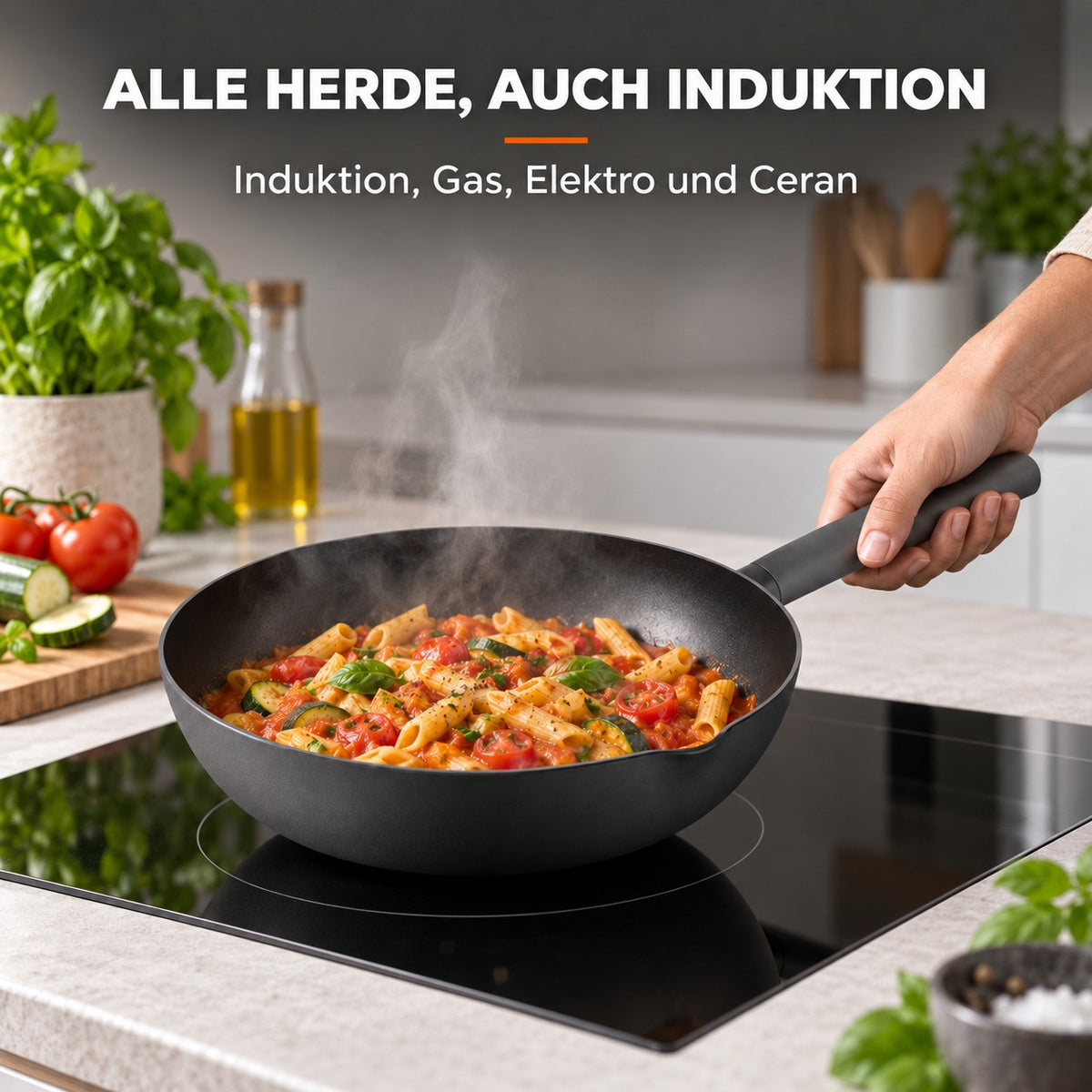 Le Caska – Wok Kohlenstoffstahl Induktion, ALLE HERDE, AUCH INDUKTION: Induktion, Gas, Elektro und Ceran