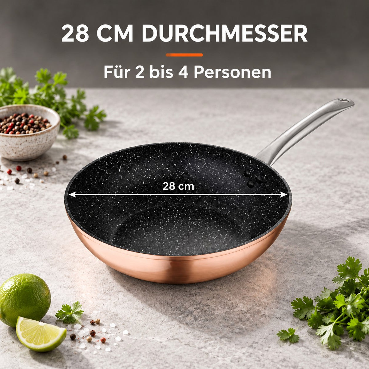 Le Monska – Wok Pfanne Carbonstahl, 28 CM DURCHMESSER: Für 2 bis 4 Personen