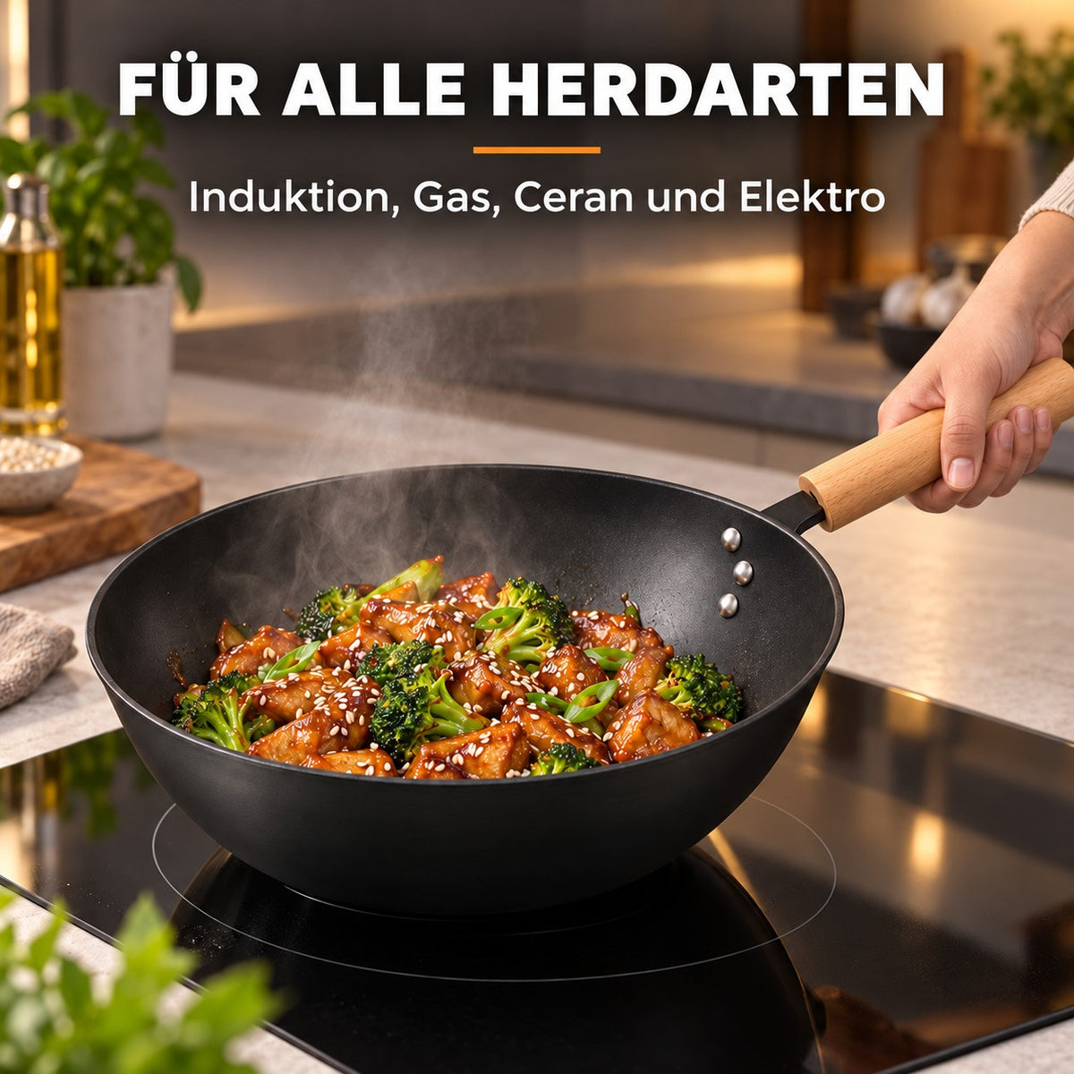 Le Sekiro – Wok Pfanne Set, FÜR ALLE HERDARTEN: Induktion, Gas, Ceran und Elektro