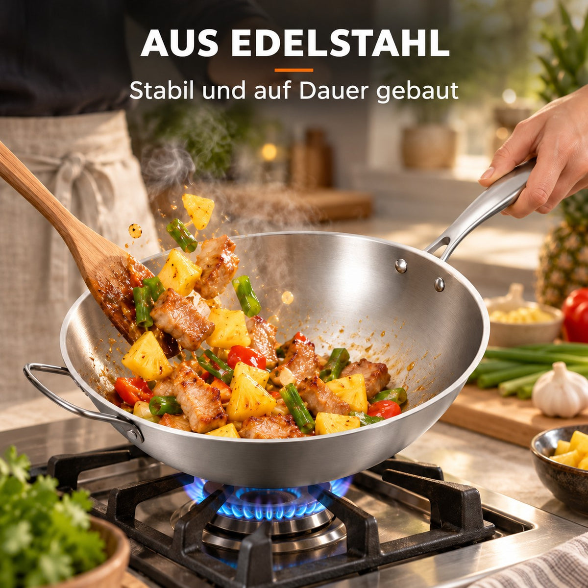 Le Kaimon – Wok PFOA Frei Induktion, AUS EDELSTAHL: Stabil und auf Dauer gebaut