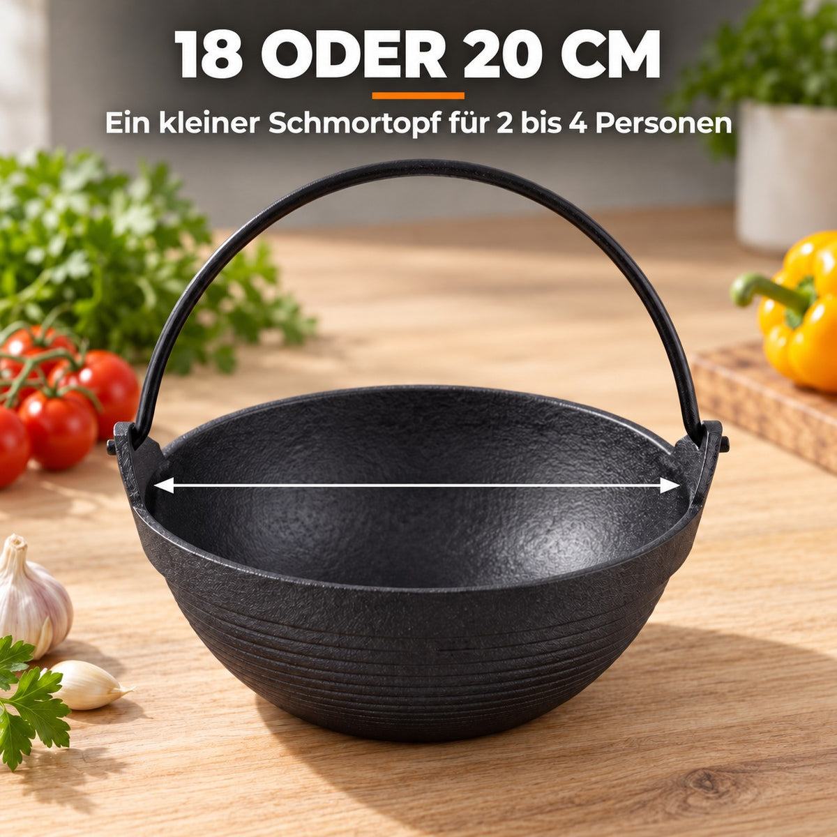 Le Kang – Wok Schale Gusseisen, 18 ODER 20 CM: Ein kleiner Schmortopf für 2 bis 4 Personen