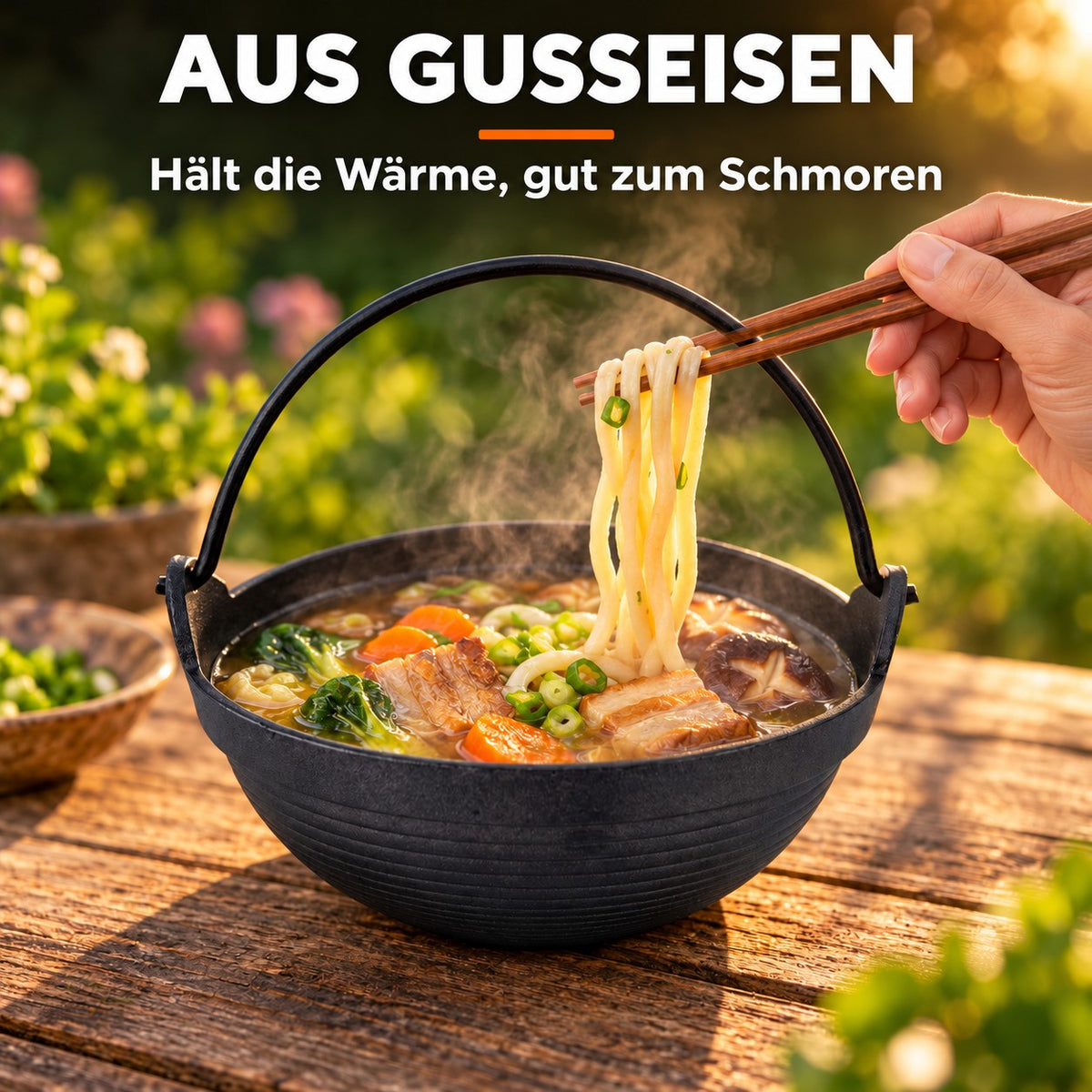 Le Kang – Wok Schale Gusseisen, AUS GUSSEISEN: Hält die Wärme, gut zum Schmoren