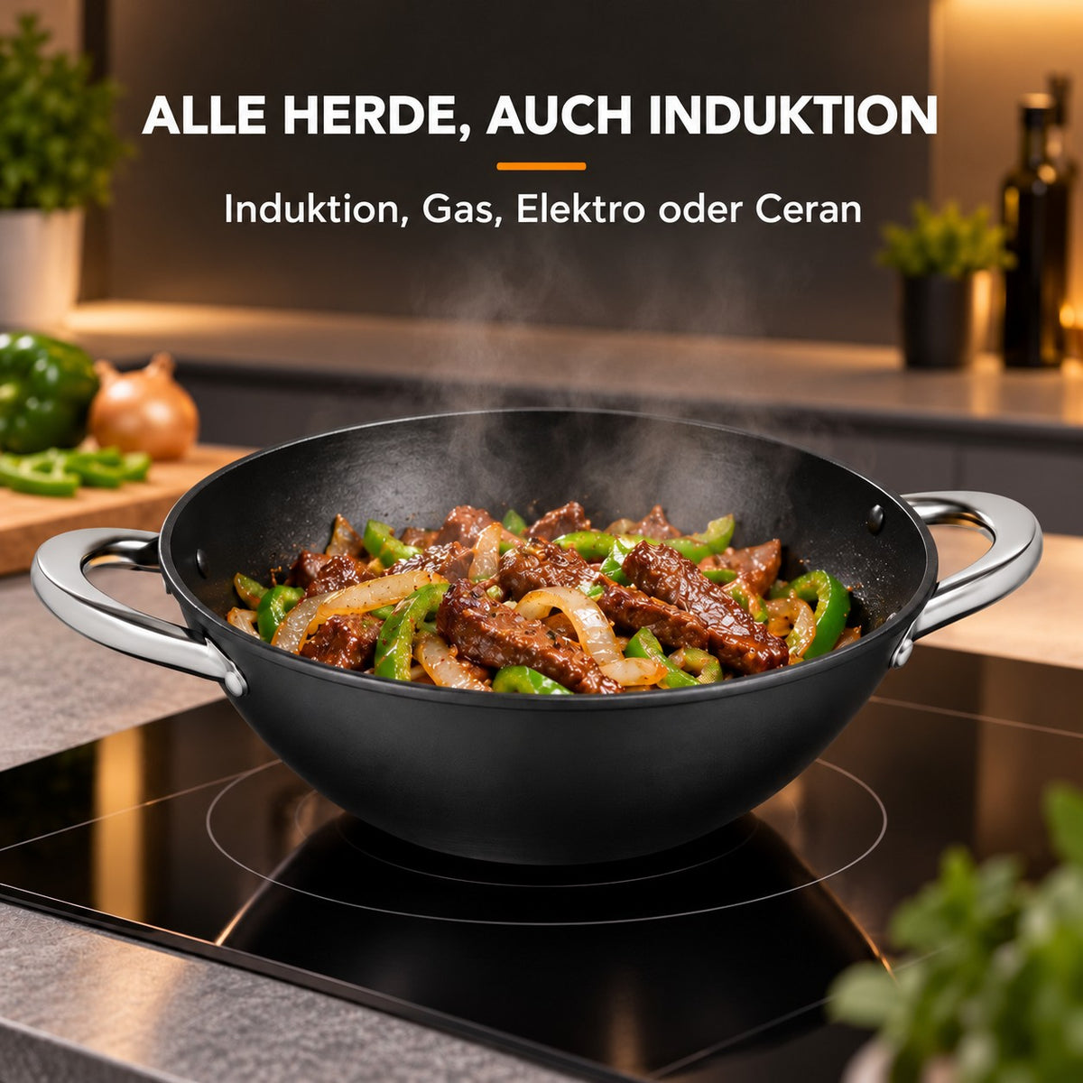 Le Nantai – Wok Set 4 Personen, ALLE HERDE, AUCH INDUKTION: Induktion, Gas, Elektro oder Ceran